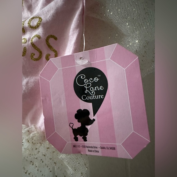 Pink and Gold 'Hello Princess' Fur baby/dog Dresses bundle of 2 - Picture 3 of 4